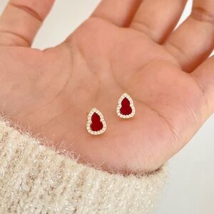 Elegant Red Crystal Mini Stud Earrings